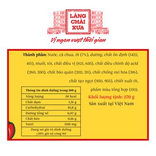 Tương ớt Làng Chài Xưa Chilli chai 270g cay nồng tự nhiên, ớt tươi sạch từ nông trại Thôn Xanh Farm