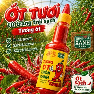 Tương ớt Làng Chài Xưa Chilli chai 270g cay nồng tự nhiên, ớt tươi sạch từ nông trại Thôn Xanh Farm