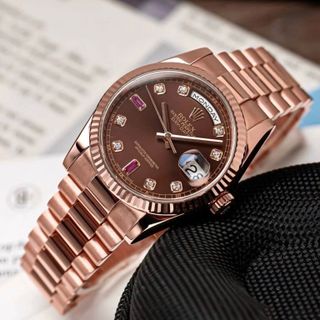 ĐỒNG HỒ CAO CẤP ROLXE DAY DATE CHÔCOLATE  MÁY CƠ FREESTYLE