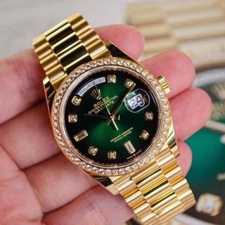 ĐỒNG HỒ NAM CAO CẤP ROLXE DAY DATE GREEN OMBRE  MÁY CƠ