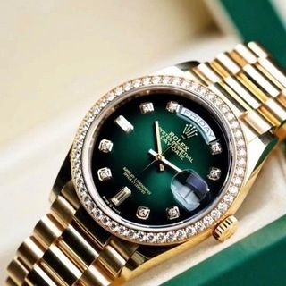 ĐỒNG HỒ NAM CAO CẤP ROLXE DAY DATE GREEN OMBRE  MÁY CƠ