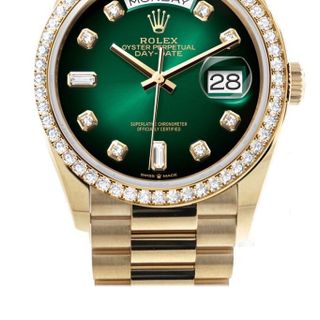 ĐỒNG HỒ NAM CAO CẤP ROLXE DAY DATE GREEN OMBRE  MÁY CƠ