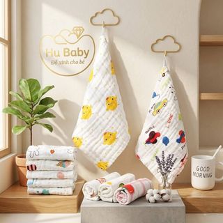 Khăn Xô Muslin Cao Cấp 6 Lớp - Kích Thước 25x25cm