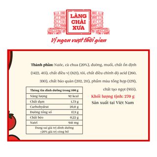 [Chai 270g] Tương cà Làng Chài Xưa chua ngọt dịu nhẹ thơm ngon tự nhiên, cà tươi từ Thôn Xanh Farm