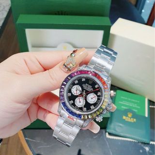 ĐỒNG HỒ NAM CAO CẤP ROLXE RAINBOW BẠC VIỀN ĐÁ NHIỀU MÀU AUTOMATIC