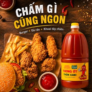 [Chai 2.2Kg] Tương ớt Làng Chài Xưa Chilli cay nồng tự nhiên, ớt tươi sạch từ nông trại Thôn Xanh