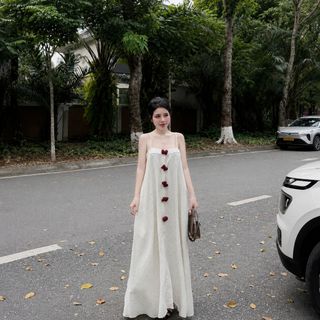 🎀 ĐẦM MAXI CHẤM BI NƠ ĐỎ – NÀNG THƠ MÙA HÈ 🎀
