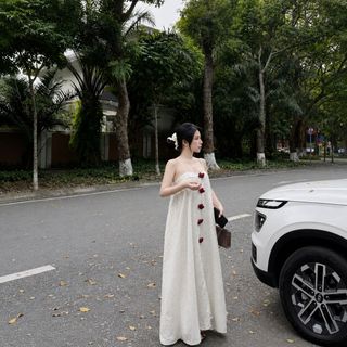 ĐẦM MAXI CHẤM BI NƠ ĐỎ – NÀNG THƠ MÙA HÈ