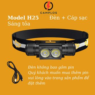 Đèn pin đôi đầu Camplos H25A XML2 ánh sáng mạnh sáng tỏa vỏ hợp kim điều chỉnh chế độ sáng vô cấp và lưu nhớ chế độ sáng