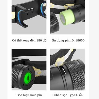 Đèn pin đôi đầu Camplos H25A XML2 ánh sáng mạnh sáng tỏa vỏ hợp kim điều chỉnh chế độ sáng vô cấp và lưu nhớ chế độ sáng