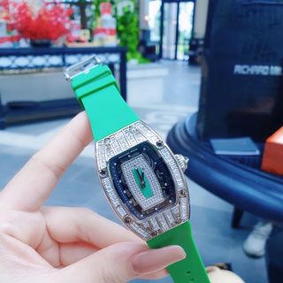 XẢ KHO ĐỒNG HỒ NỮ SIÊU CẤP RICHART DÂY CAO SU MẶT CHỮ NHẬT VIỀN ĐÁ
