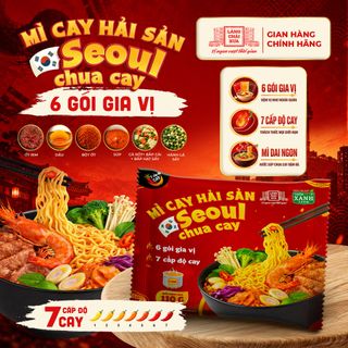 Combo 3 Gói Mì Cay Hải Sản Seoul Chua Cay 7 Cấp Độ 6 Gói Gia Vị Làng Chài Xưa - Thôn Xanh Farm