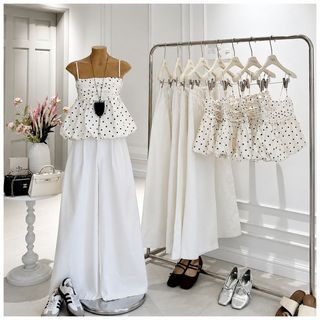 SET ÁO DÂY BÍ CHẤM BI + QUẦN SUÔNG DÀI
