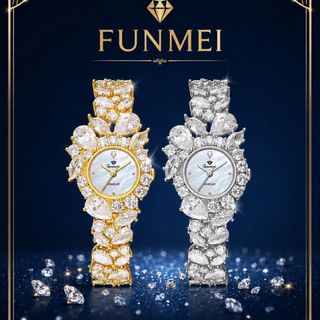 SET ĐỒNG HỒ NỮ CHÍNH HÃNG FUNMEI F2053 ĐÍNH ĐÁ CZ KÈM DÂY CHUYỀN FULLBOX
