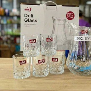 BỘ BÌNH THỦY TINH KÈM 6 LY DELI EH1002-1DL7 (T6)