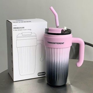 LY GIỮ NHIỆT INOX THINKDI 860ml TAY CẦM KÈM ỐNG HÚT (T50)