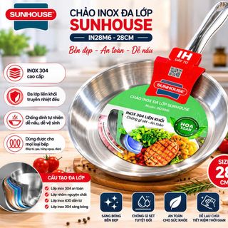 CHẢO INOX ĐA LỚP SIZE 28CM SUNHOUSE IN28M6