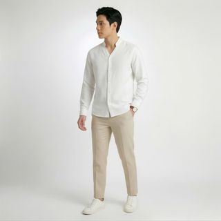 ÁO SƠ MI NAM LINEN CỔ CHỮ V DORMAX.  Chất vải Linen cao cấp – Sợi tự nhiên thông thoáng, thấm hút mồ hôi tốt, càng mặc càng mềm mại.
