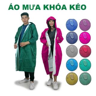 ÁO MƯA VẢI DÙ DÂY KÉO NHIỀU MÀU CHO NAM NỮ (T60)