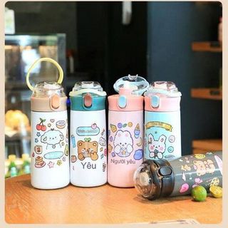 BÌNH GIỮ NHIỆT INOX STICKER GẤU 500ML (T50)