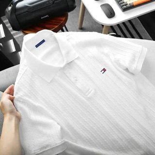 Mẫu áo thun polo nam. Vải thun xốp dệt kim.