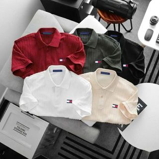 Mẫu áo thun polo nam. Vải thun xốp dệt kim.