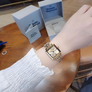 ĐỒNG HỒ NỮ CAO CẤP VIVIENNE MẶT VUÔNG DÂY MẠ PVD GOLD FULLBOX