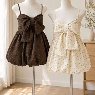 Áo Hoa Nhí Phối Nơ Bản Lớn – Dáng Babydoll Thoải Mái Cho Phái Đẹp