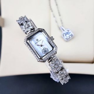 ĐỒNG HỒ NỮ CAO CẤP RODAL CROWN MẶT CHỮ NHẬT ĐÍNH ĐÁ CZ HOA FULL DÂY