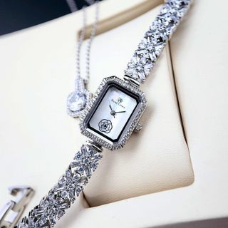 ĐỒNG HỒ NỮ CAO CẤP RODAL CROWN MẶT CHỮ NHẬT ĐÍNH ĐÁ CZ HOA FULL DÂY