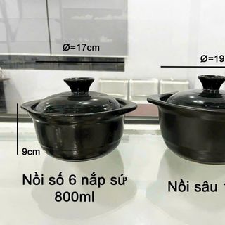 NỒI ĐẤT SỐ 6 NẮP SỨ ĐH LOẠI 1 - CHỊU NHIỆT CAO (T12)