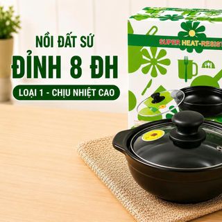 NỒI ĐẤT SỨ ĐỈNH 8 ĐH LOẠI 1 - CHỊU NHIỆT CAO (T20)