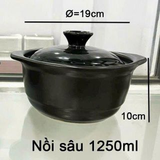NỒI ĐẤT SỨ SÂU LÒNG 1250ml ĐH LOẠI 1 - CHỊU NHIỆT CAO (T12)