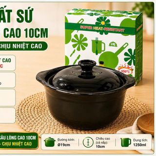 NỒI ĐẤT SỨ SÂU LÒNG 1250ml ĐH LOẠI 1 - CHỊU NHIỆT CAO (T12)