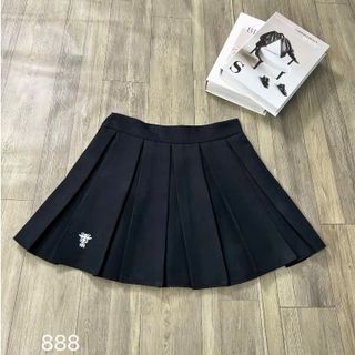Chân Váy Xếp Ly Thêu Ong Dáng Ngắn Phong Cách Hàn Quốc