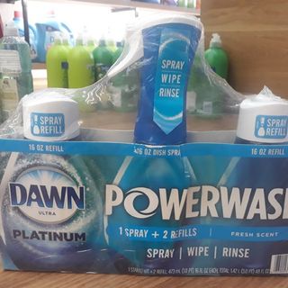 Bộ xịt tẩy rửa chén Dawn Ultra Platinum Powerwash triple pack 1 star kit+ 2 refill 473ml.