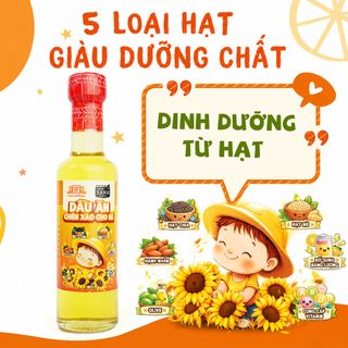 Dầu Chiên Xào Nguyên Chất Cho Bé Ăn Dặm Làng Chài Xưa Chai Thuỷ Tinh 250ml Dinh dưỡng từ 5 loại hạt