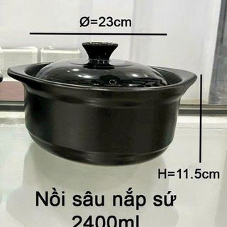 NỒI ĐẤT SỨ SÂU LÒNG 2400ml ĐH LOẠI 1 - CHỊU NHIỆT CAO (T12)
