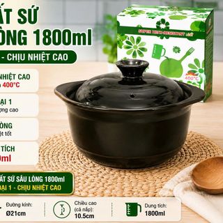 NỒI ĐẤT SỨ SÂU LÒNG 1800ml ĐH LOẠI 1 - CHỊU NHIỆT CAO (T12)