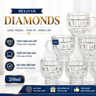 BỘ 6 LY THỦY TINH CÓ QUAI DIAMONDS DM295 (T12)