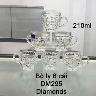 BỘ 6 LY THỦY TINH CÓ QUAI DIAMONDS DM295 (T12)