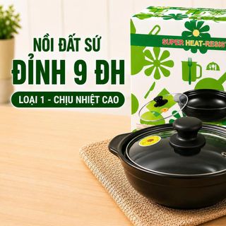 NỒI ĐẤT SỨ ĐỈNH 9 ĐH LOẠI 1 - CHỊU NHIỆT CAO (T16)
