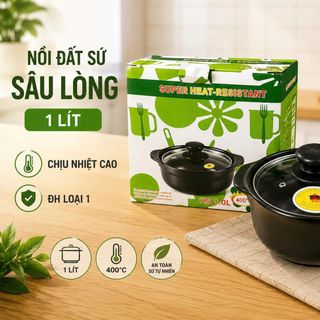 NỒI ĐẤT SỨ SÂU LÒNG 1 Lít ĐH LOẠI 1 - CHỊU NHIỆT CAO (T18)