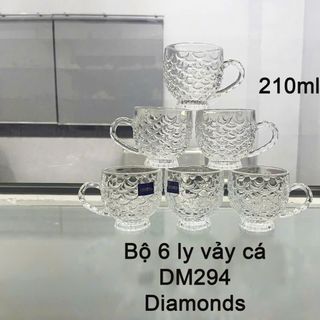 BỘ 6 LY THỦY TINH CÓ QUAI DIAMONDS DM294 (T12)