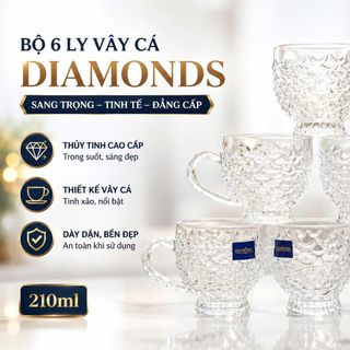 BỘ 6 LY THỦY TINH CÓ QUAI DIAMONDS DM294 (T12)