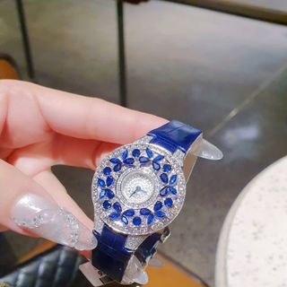 ĐỒNG HỒ NỮ SIÊU CẤP GRAF BUTTERFLY MẶT FULL XOÀN NHÂN TẠO DÂY DA XANH