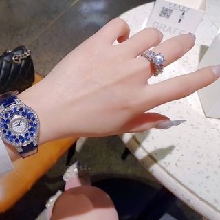 ĐỒNG HỒ NỮ SIÊU CẤP GRAF BUTTERFLY MẶT FULL XOÀN NHÂN TẠO DÂY DA XANH