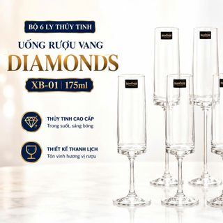 BỘ 6 LY THUỶ TINH UỐNG RƯỢU VANG DIAMONDS XB-01