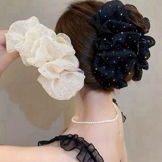 Cột tóc nơ voan tiểu thư, Kẹp tóc nơ 2 mặt Hàn Quốc