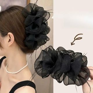 Cột tóc nơ voan tiểu thư, Kẹp tóc nơ 2 mặt Hàn Quốc
